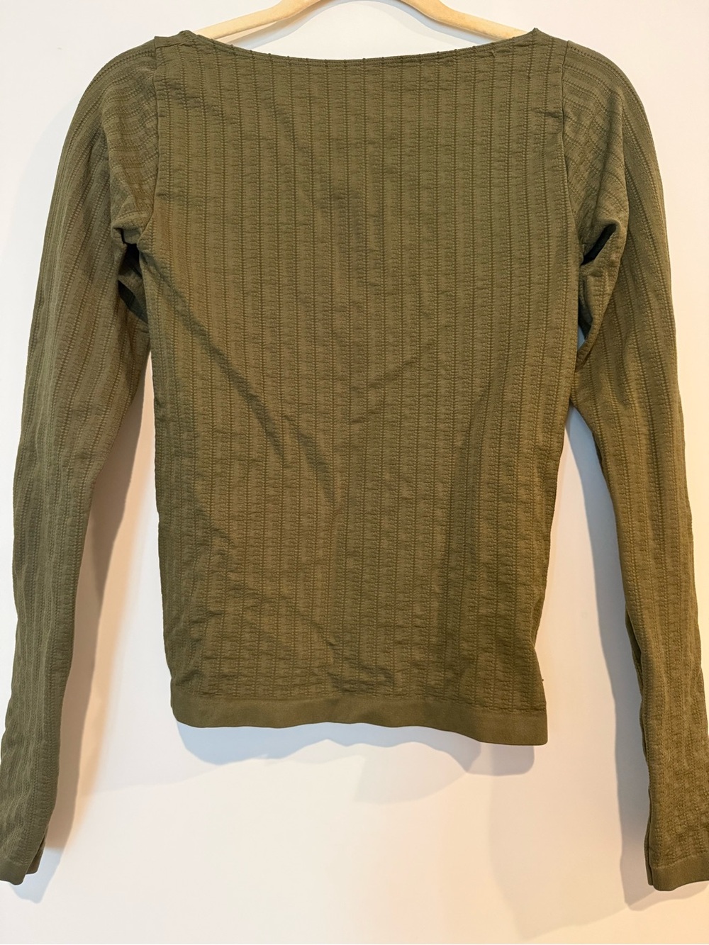 Anthropologie Olive Green Ribbed Knit Top